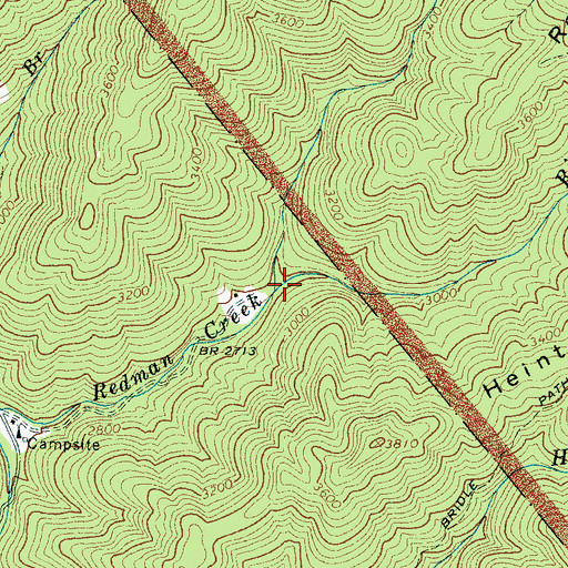 Topographic Map of Right Fork Redman Creek, NC