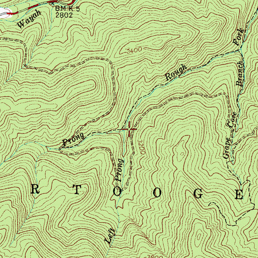 Topographic Map of Right Prong Rough Fork, NC