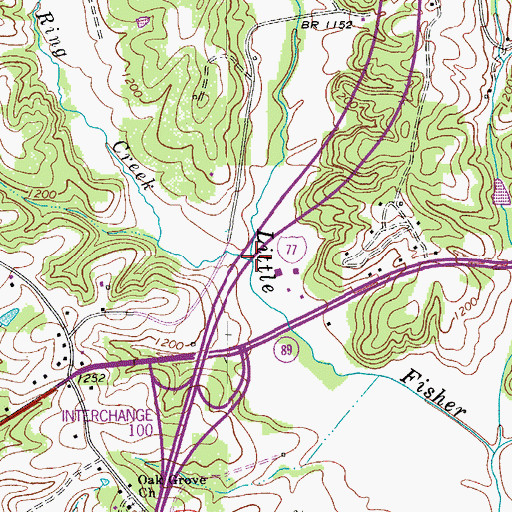Topographic Map of Ring Creek, NC