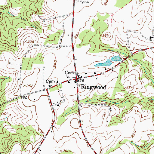 Topographic Map of Ringwood, NC