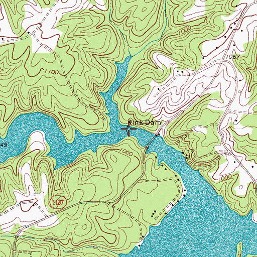 Topographic Map of Rink Dam, NC