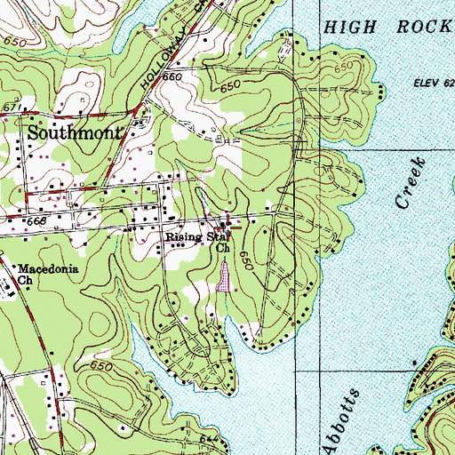 Topographic Map of Rising Star Church, NC