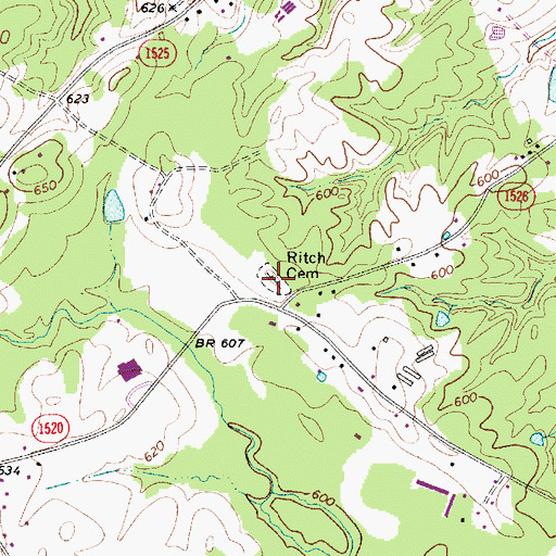 Topographic Map of Ritch Cemetery, NC