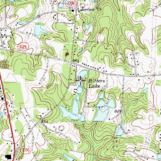 Topographic Map of Ritters Lake, NC