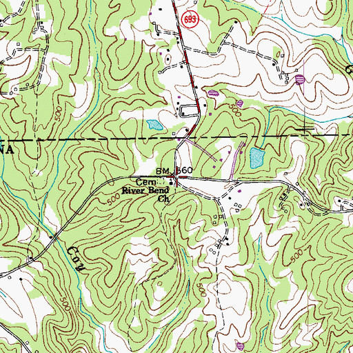 Topographic Map of River Bend Church, NC