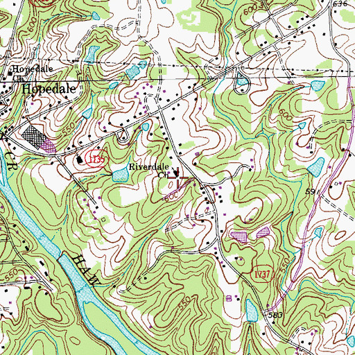 Topographic Map of Riverdale Church, NC