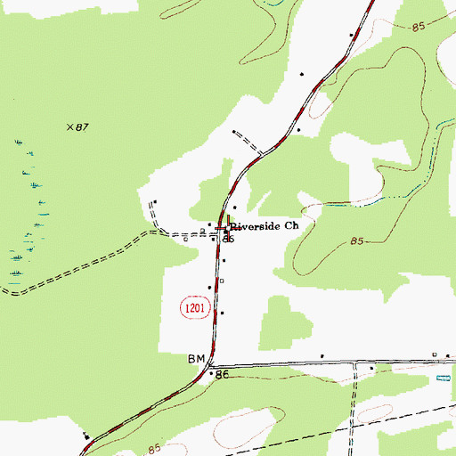 Topographic Map of Riverside Church, NC