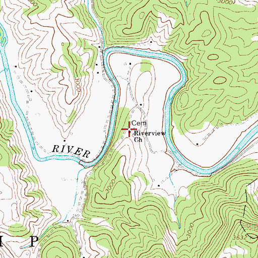 Topographic Map of Riverview Church, NC