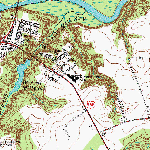 Topographic Map of Riverview Elementary School, NC