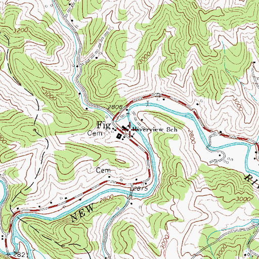 Topographic Map of Riverview School, NC