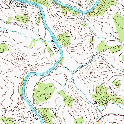 Topographic Map of Roan Creek, NC