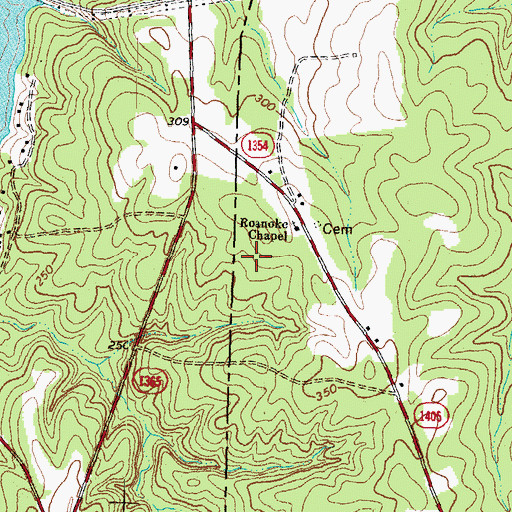 Topographic Map of Roanoke Chapel, NC