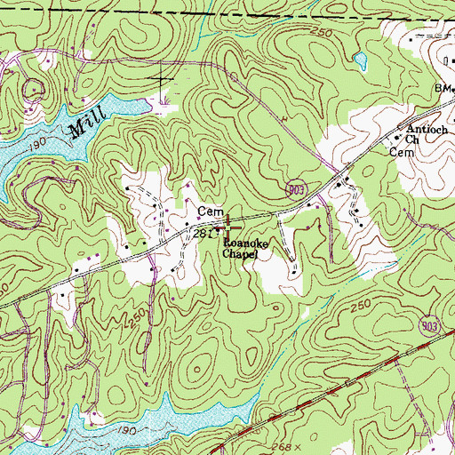 Topographic Map of Roanoke Chapel, NC