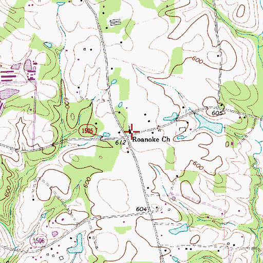 Topographic Map of Roanoke Church, NC