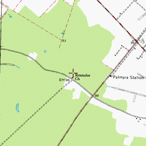 Topographic Map of Roanoke Church, NC