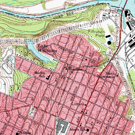 Topographic Map of Roanoke Church, NC