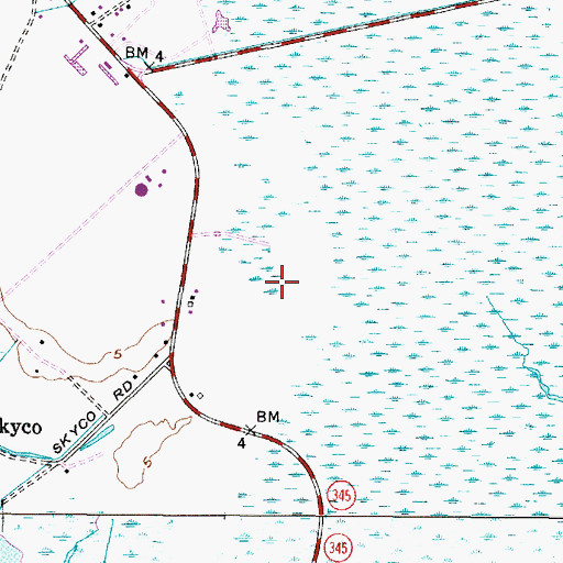 Topographic Map of Roanoke Island, NC
