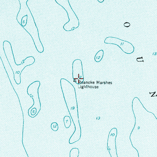 Topographic Map of Roanoke Marshes Lighthouse, NC