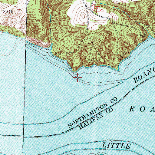 Topographic Map of Roanoke Rapids Lake, NC