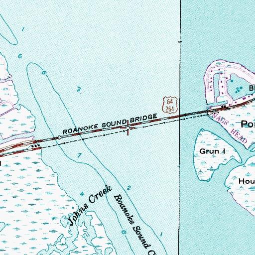 Topographic Map of Roanoke Sound Bridge, NC