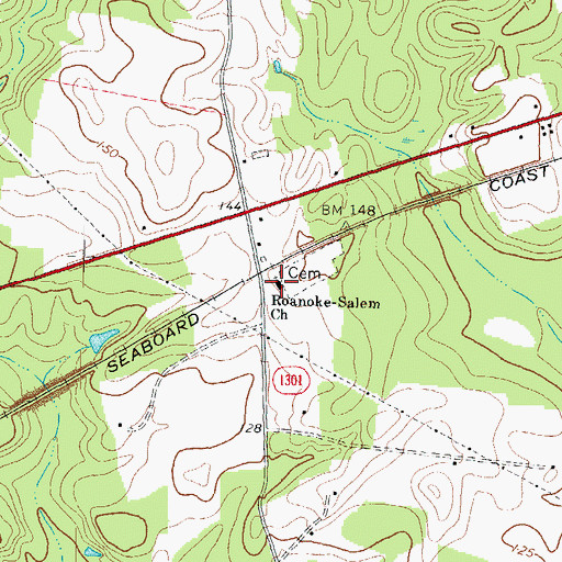 Topographic Map of Roanoke-Salem Church, NC