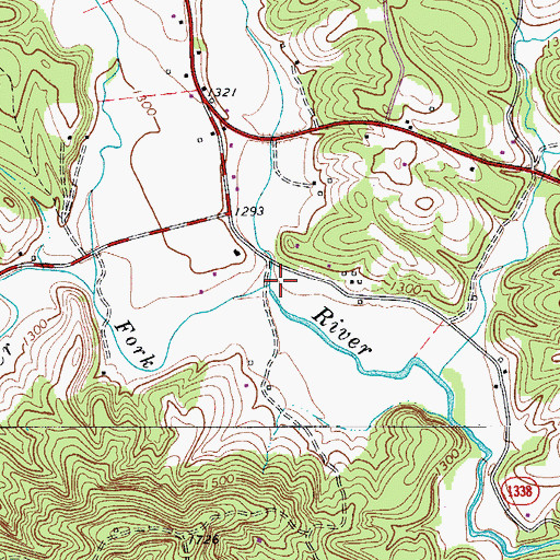 Topographic Map of Roaring Fork, NC