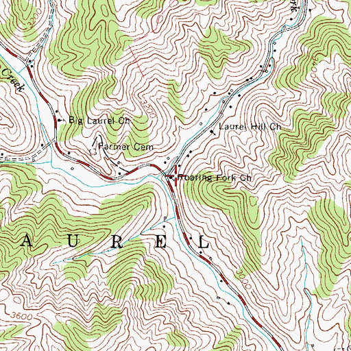 Topographic Map of Roaring Fork Church, NC