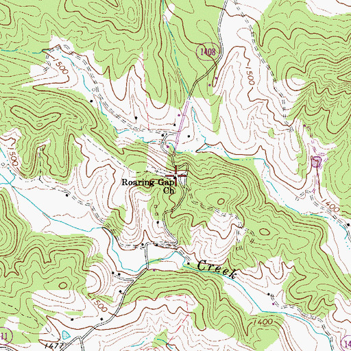 Topographic Map of Roaring Gap Baptist Church, NC