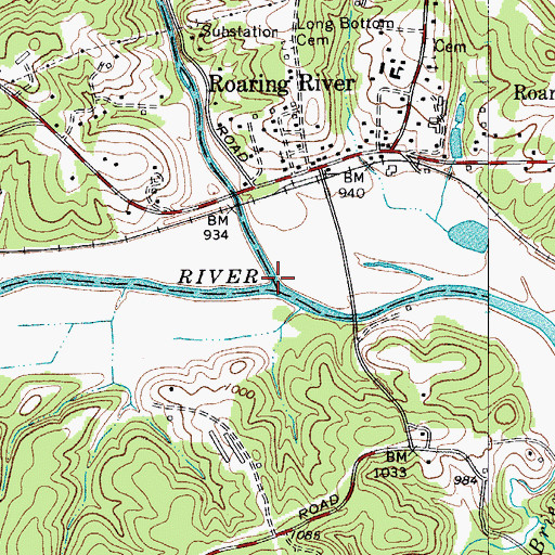 Topographic Map of Roaring River, NC