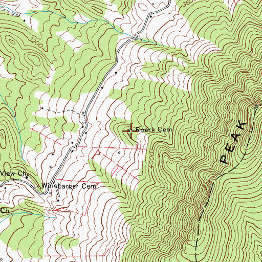 Topographic Map of Roark Cemetery, NC