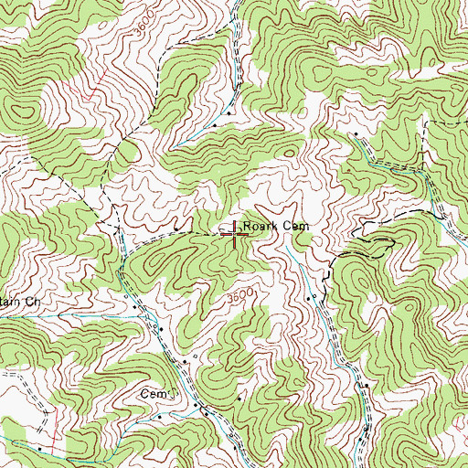 Topographic Map of Roark Cemetery, NC