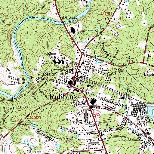 Topographic Map of Robbins, NC