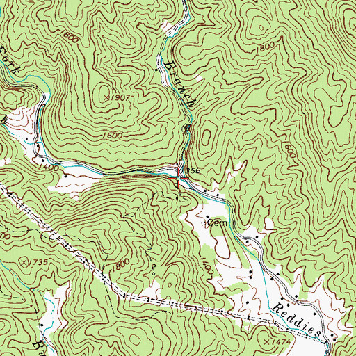 Topographic Map of Robbins Branch, NC