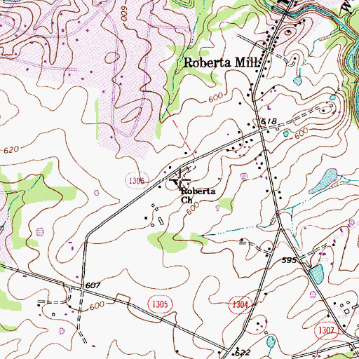 Topographic Map of Roberta Church, NC