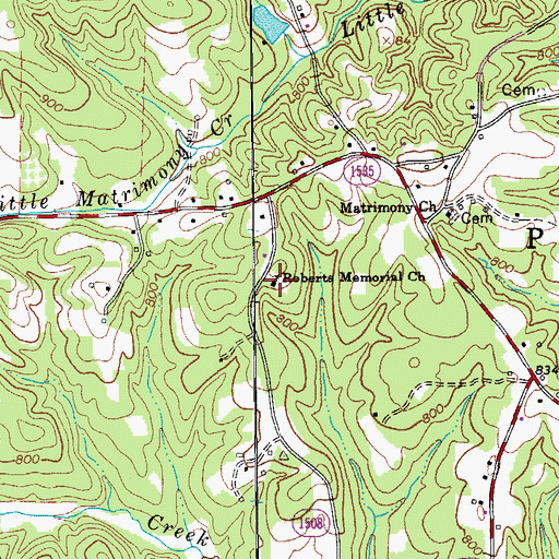 Topographic Map of Roberts Memorial Baptist Church, NC