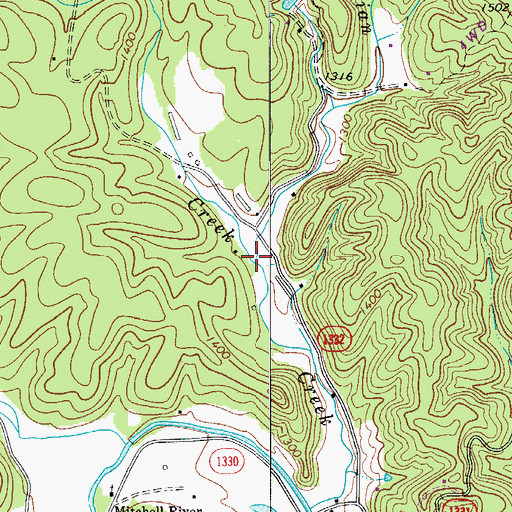 Topographic Map of Robertson Creek, NC