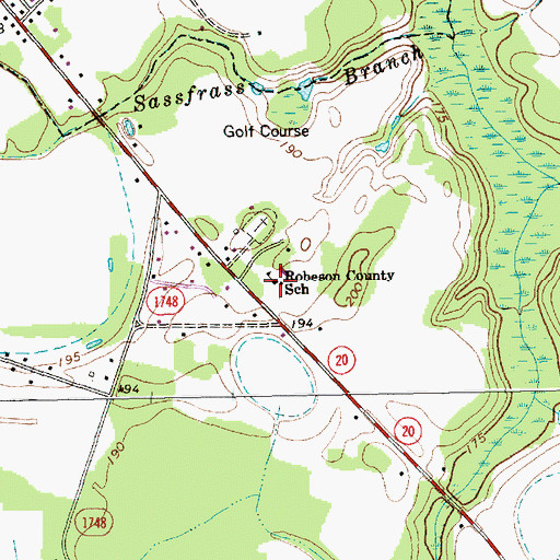 Topographic Map of Robeson County School, NC