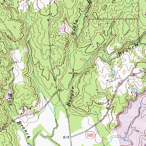 Topographic Map of Robin Branch, NC