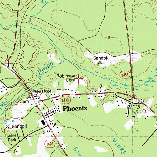 Topographic Map of Robinson Cemetery, NC