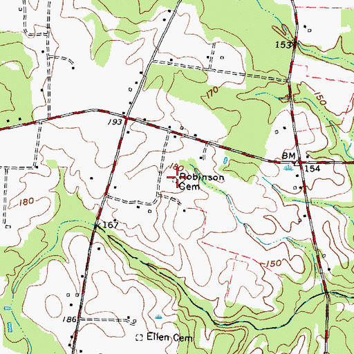 Topographic Map of Robinson Cemetery, NC