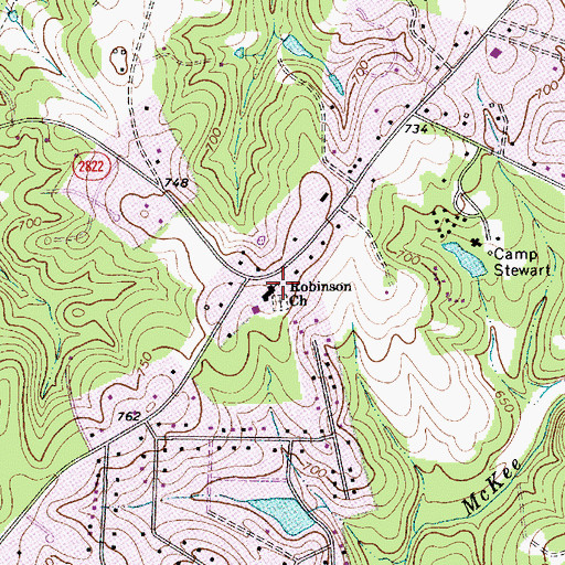 Topographic Map of Robinson Church, NC