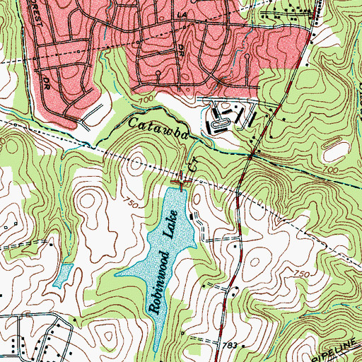Topographic Map of Robinwood Lake, NC