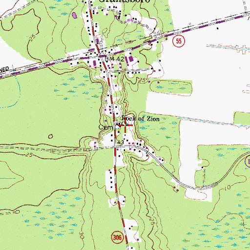 Topographic Map of Rock of Zion Church, NC