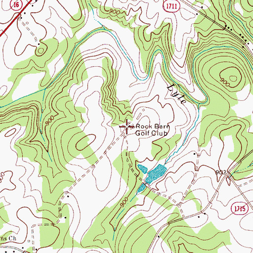 Topographic Map of Rock Barn Golf Club, NC