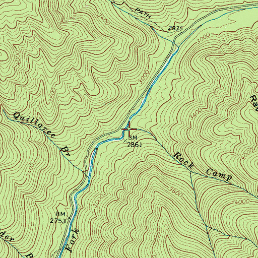 Topographic Map of Rock Camp Run, NC