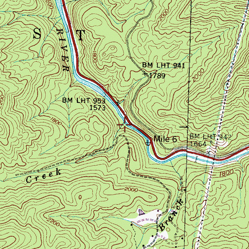 Topographic Map of Rock Creek, NC