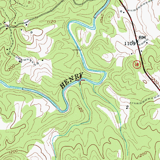 Topographic Map of Rock Creek, NC