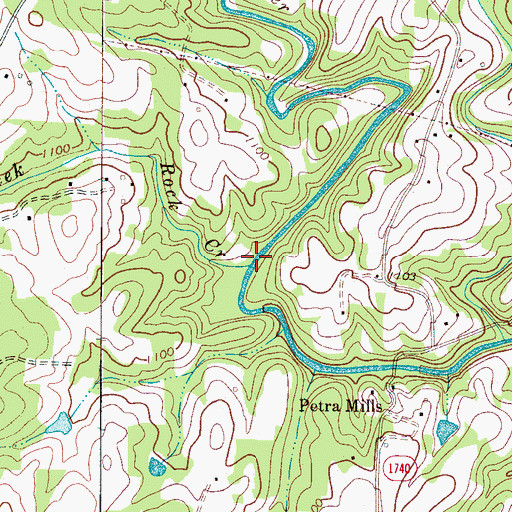 Topographic Map of Rock Creek, NC