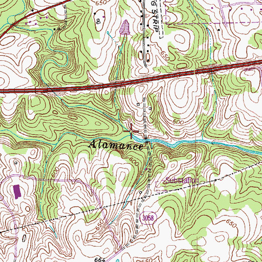 Topographic Map of Rock Creek, NC