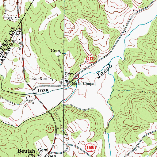 Topographic Map of Rock Creek, NC